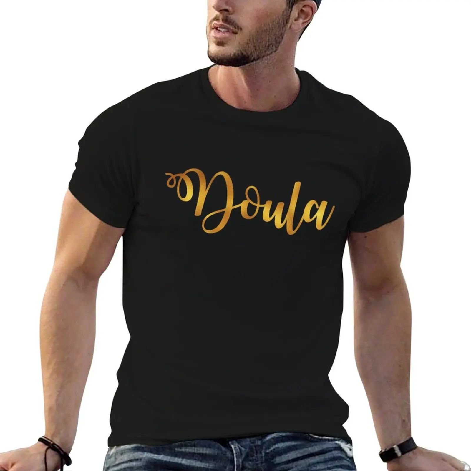 Gold Glitter Doula. T-Shirt Casual Loose Daily Wear T-Shirt