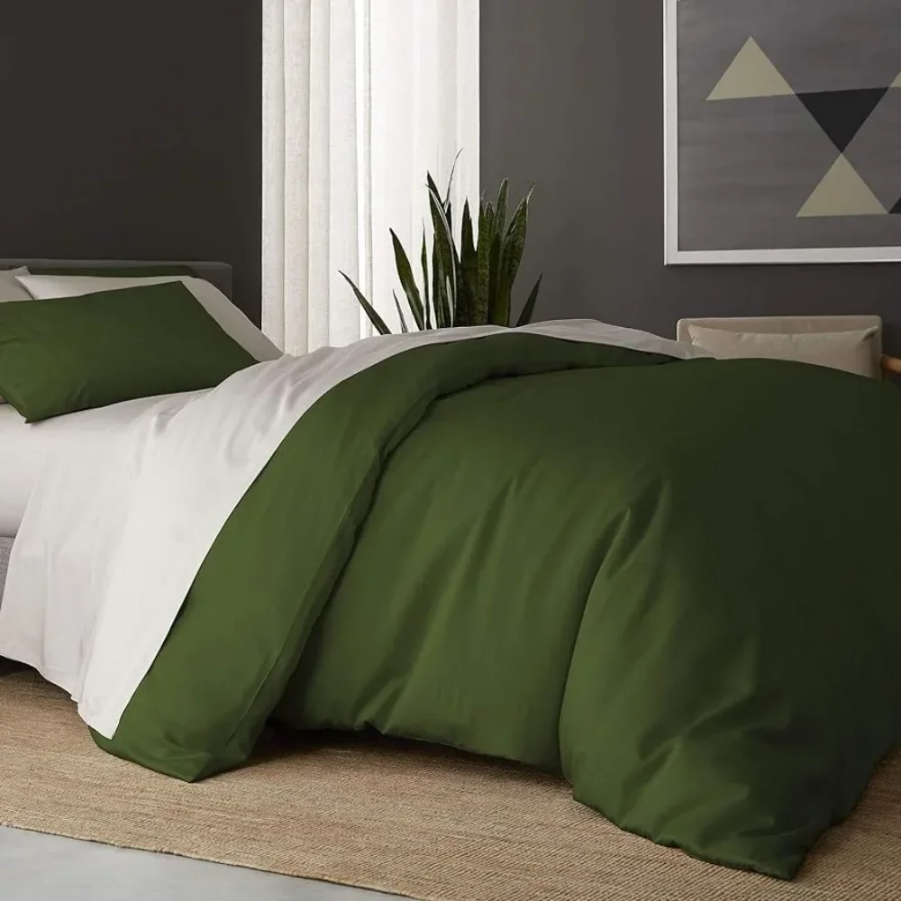 

100% organic bamboo duvet cover set, 1 duvet cover and 2 pillowcases, buttery soft and cool, silky breathable forest bed set