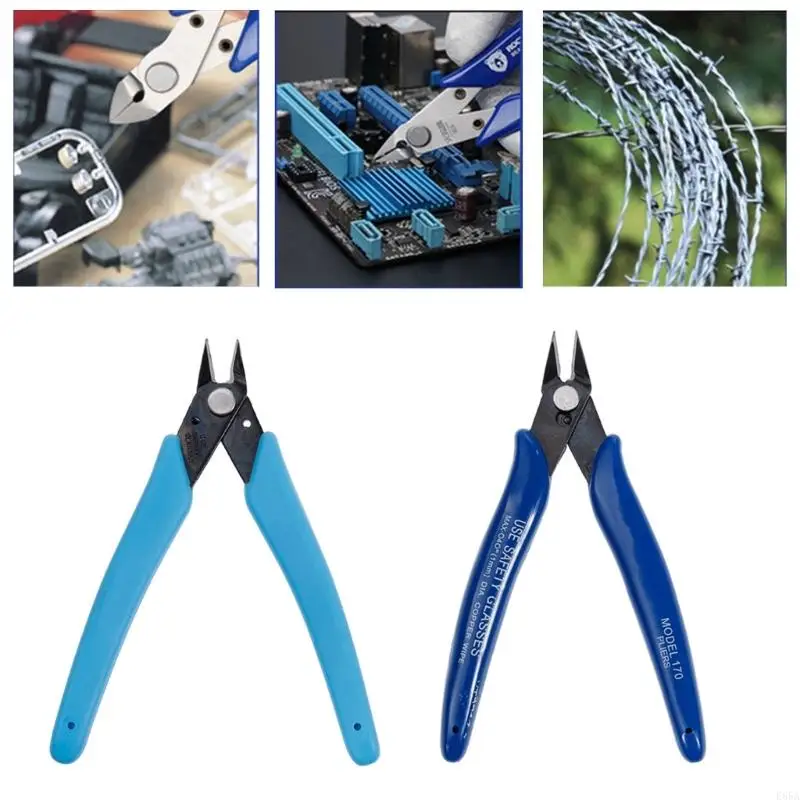 

5pcs Mini Scissors 170 Oblique Mouth WIre Cutter Pliers Rubber Handle Diagonal Snips for Electronic Models E65A