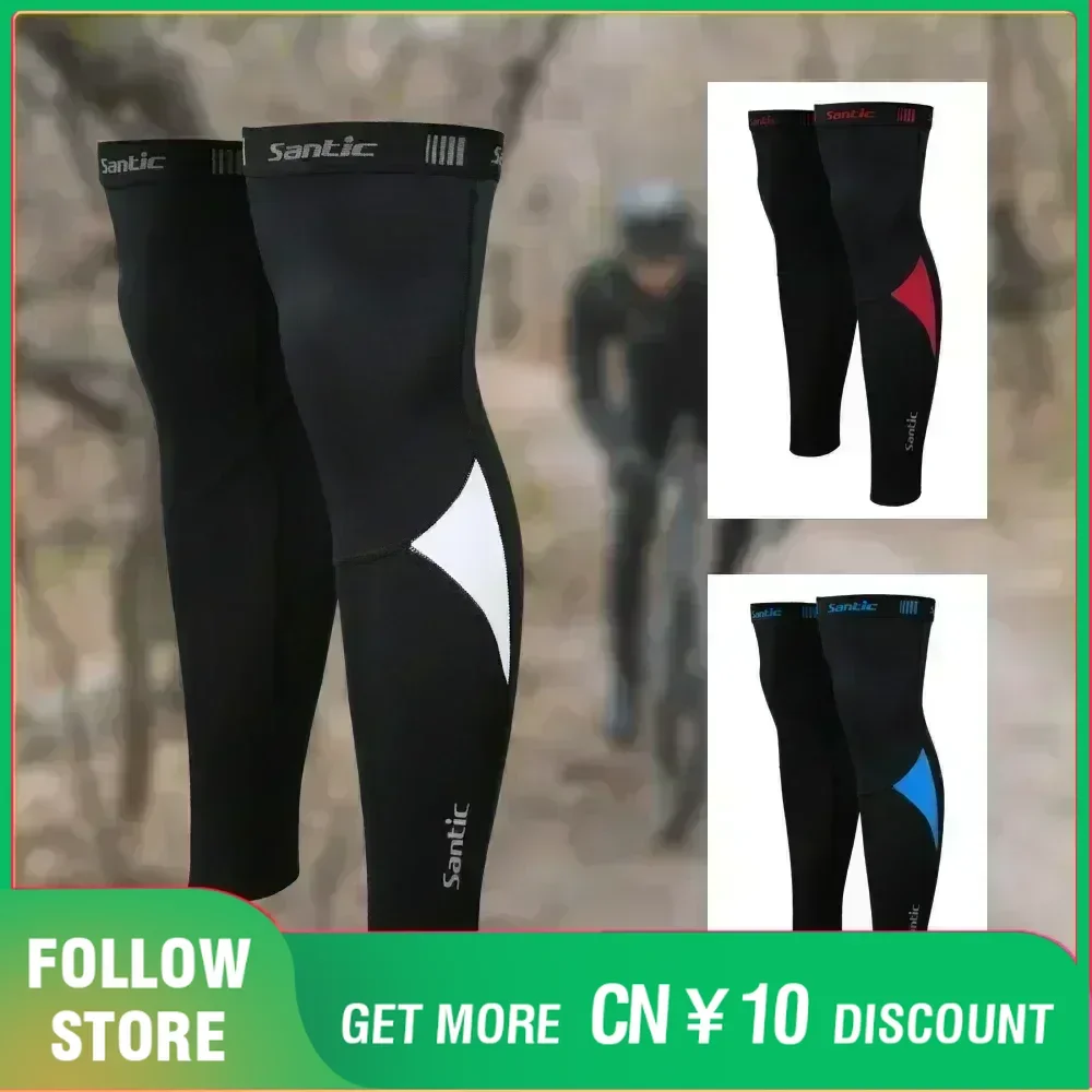 Santic Cycling Leg Warmers Thermal Fleece Windproof Soft Shell Knee Sleeve Breathable Mountain Road MTB Bike Protect Covers