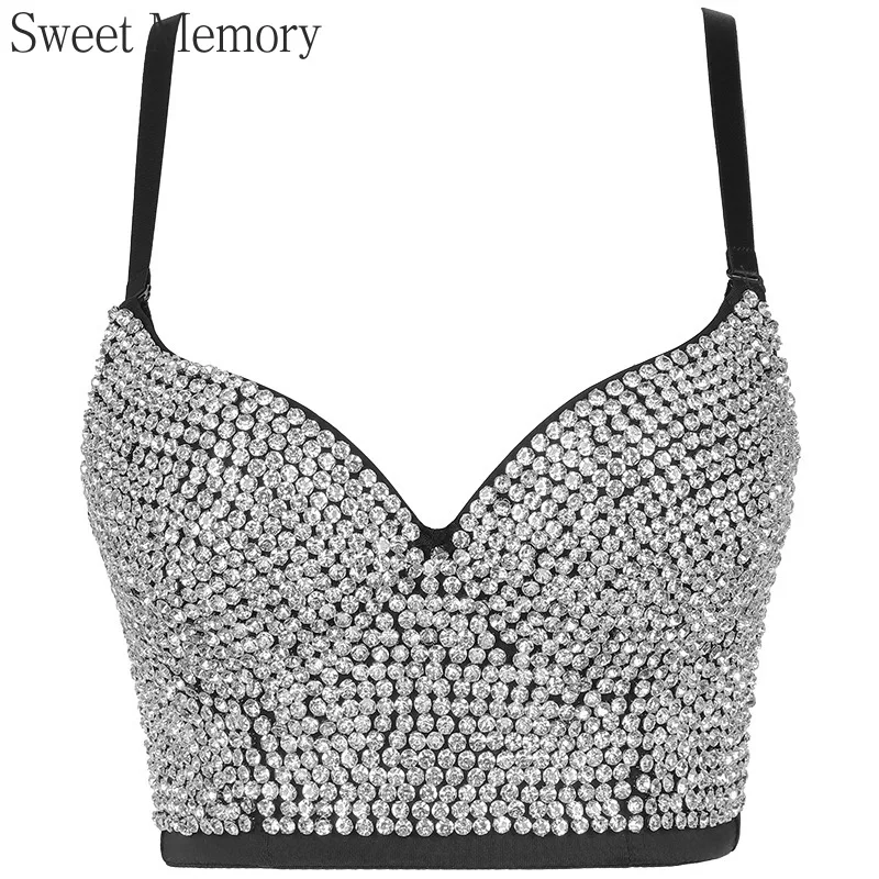 

M375 Классический танцевальный костюм Sweet Memory Жилет Камзол Женские бюстгальтеры с бусинами для ногтей Камзол Бюстгальтер с бриллиантами Бюстье Топ