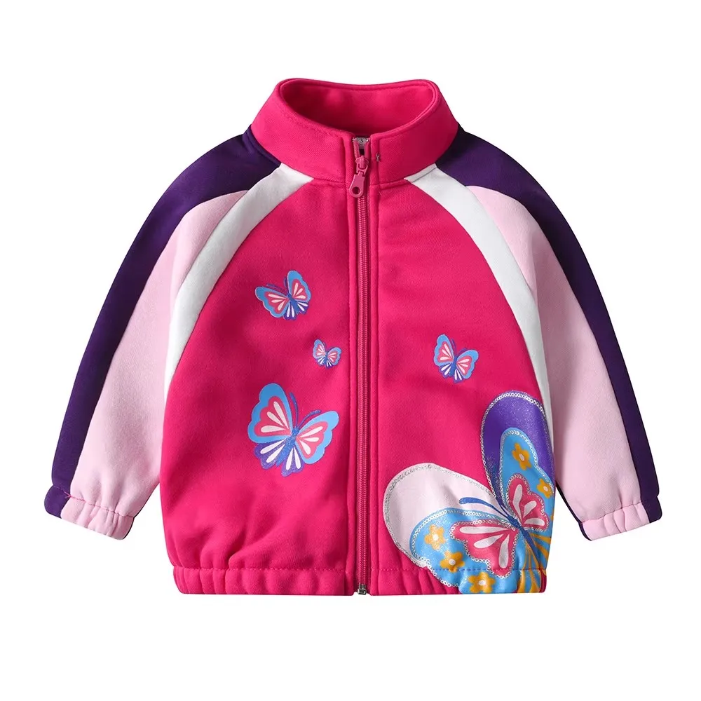 VIKITA Kinder Herbst-Winter-Jacken Mädchen Schmetterling Cartoon-Print Oberbekleidung und Mäntel Kinder Reißverschluss Warme Dicke Sport-Freizeitjacken – Detail 2
