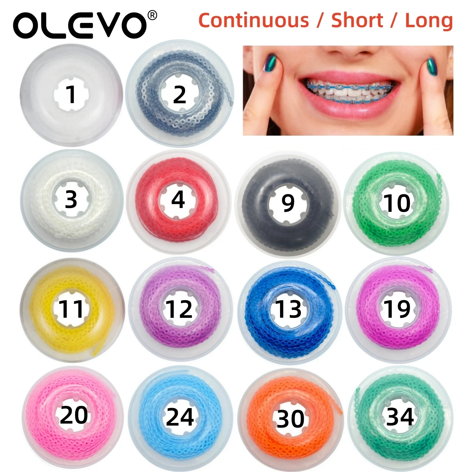 15 Fuß/Rolle Dental Power Chain Kieferorthopädische elastische Ultra Power Chain Gummiband Lange/Kurze/Durchgehende Ligaturbinder für Zahnspangen – Detail 8