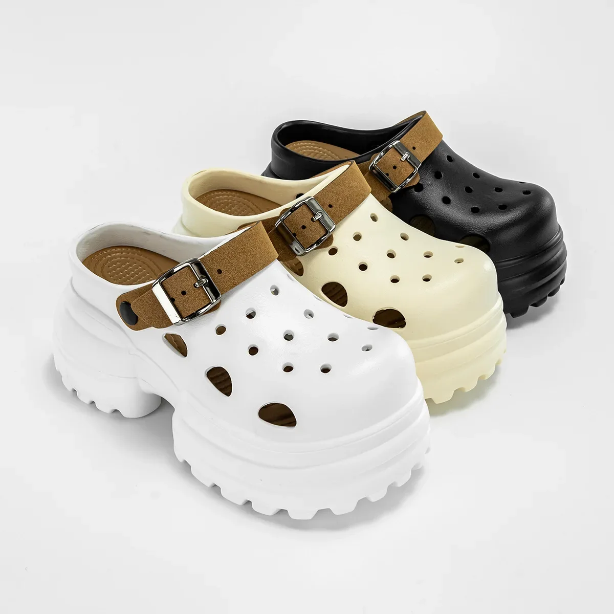 2025 nuevas zuecos de verano para mujer, sandalias antideslizantes, zapatillas EVA con parte inferior gruesa de 10cm, zapatos de playa, zapatos para aumentar la altura al aire libre