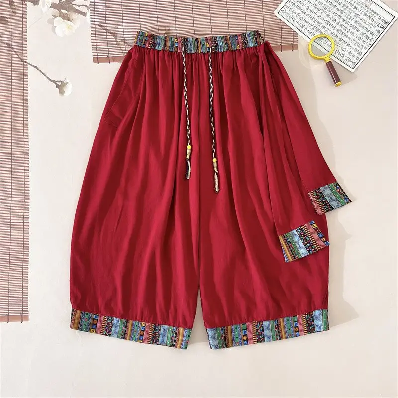 

Retro Chinese Cotton Linen Loose Wide Leg Pants Dance Seven-Foot Men's DK86P68 Control 88 Stand Fit Loose Straight Jeans