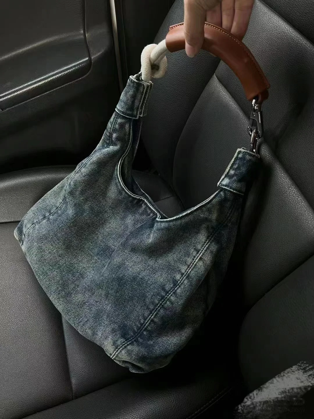 Vintage Denim Womens Tote Bag Aesthetic Casual Y2k Fashion Advanced Shoulder Bag Daily Designer Luxury Ladies New Handbag