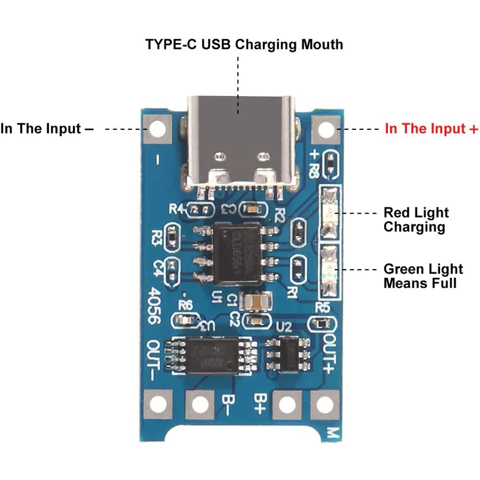 10pcs TP4056 Type-c USB 5V 1A 18650 Lithium Battery Charger Module Charging Board with Dual Protection Functions