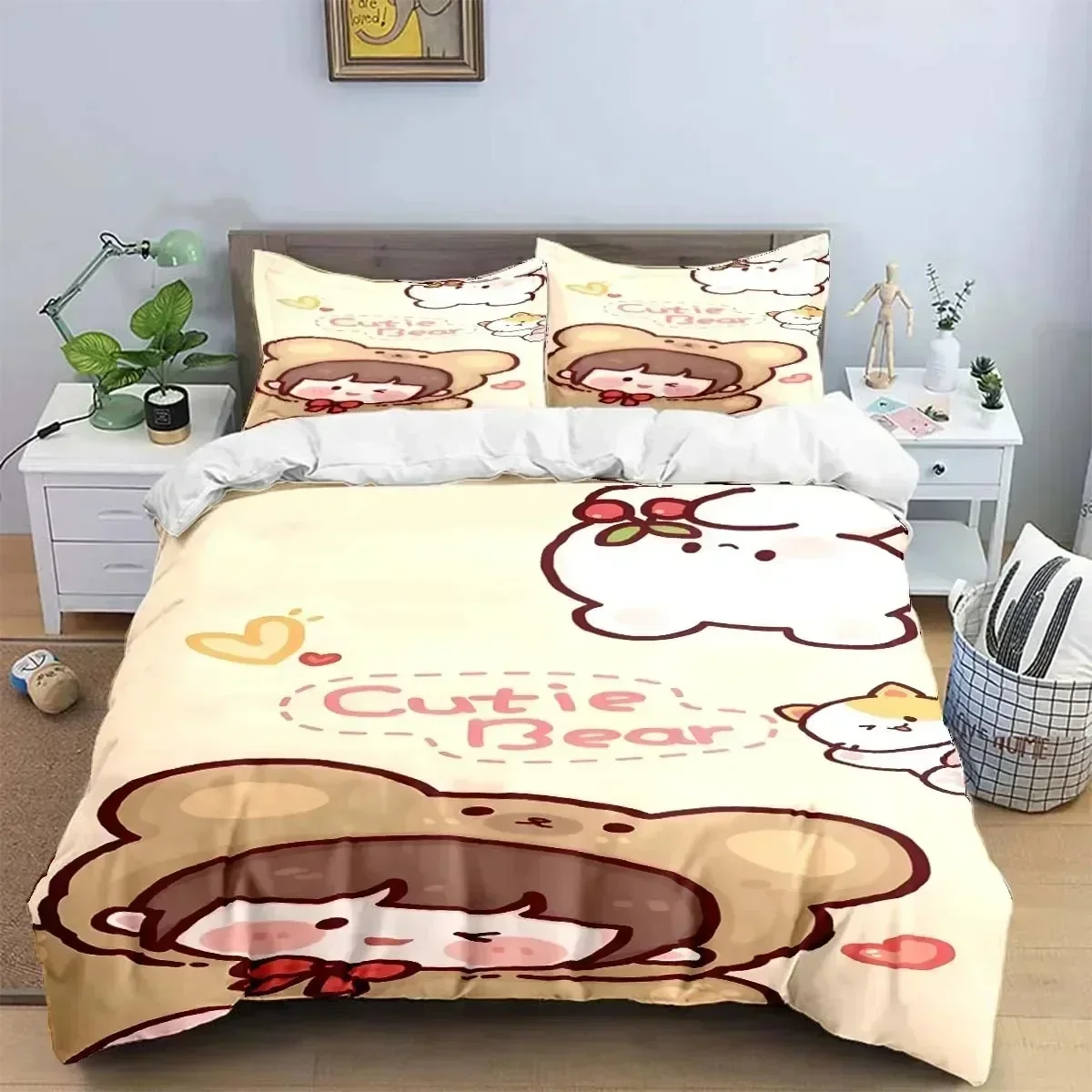 Exquisite Cartoon B-bubu Anime Digital Bedding Set Duvet Cover Sheet Printed Bed Set Pillowcase Bed Full Queen King Size Bedroom