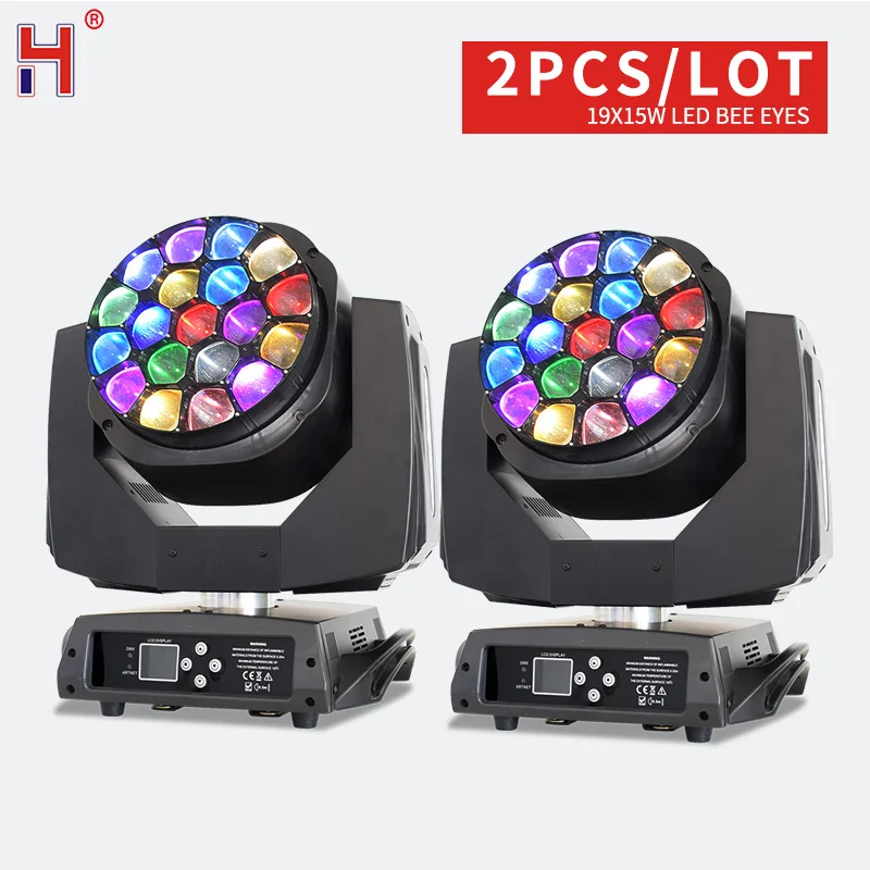 

HongYi LED Moving Head Light DJ Bee Eyes Fixture 19*15W RGBW 4In1 Infinite Rotating Zoom Beam Wash Lighting For KTV DJ Disco