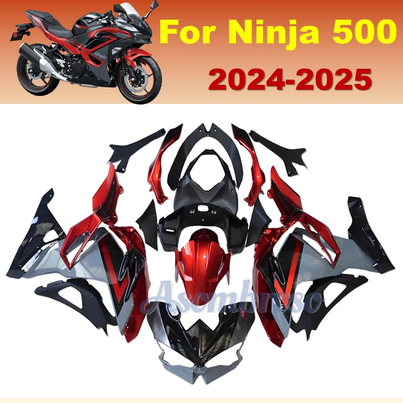Motorcycle Fairings Injection Molded ABS Body Panels For Kawasaki Ninja 500 SE 2024 2025 EX500R NINJA500 EX500 Grey Red Bodywork