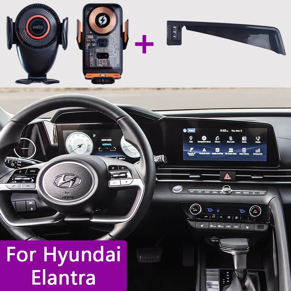 For Hyundai Elantra CN7 2021 2022 2023 Car Phone Holder 66W Wireless Charging Stand Navigation Screen Fixed Car Phone Mount Base