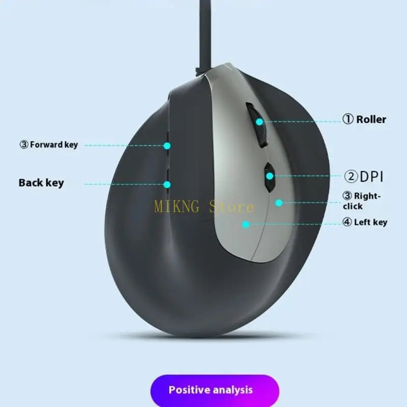 Chuột dây USB thẳng đứng với 6 nút có thể tùy chỉnh 1600dpi công thái học cho máy tính máy tính máy tính xách tay máy tính xách