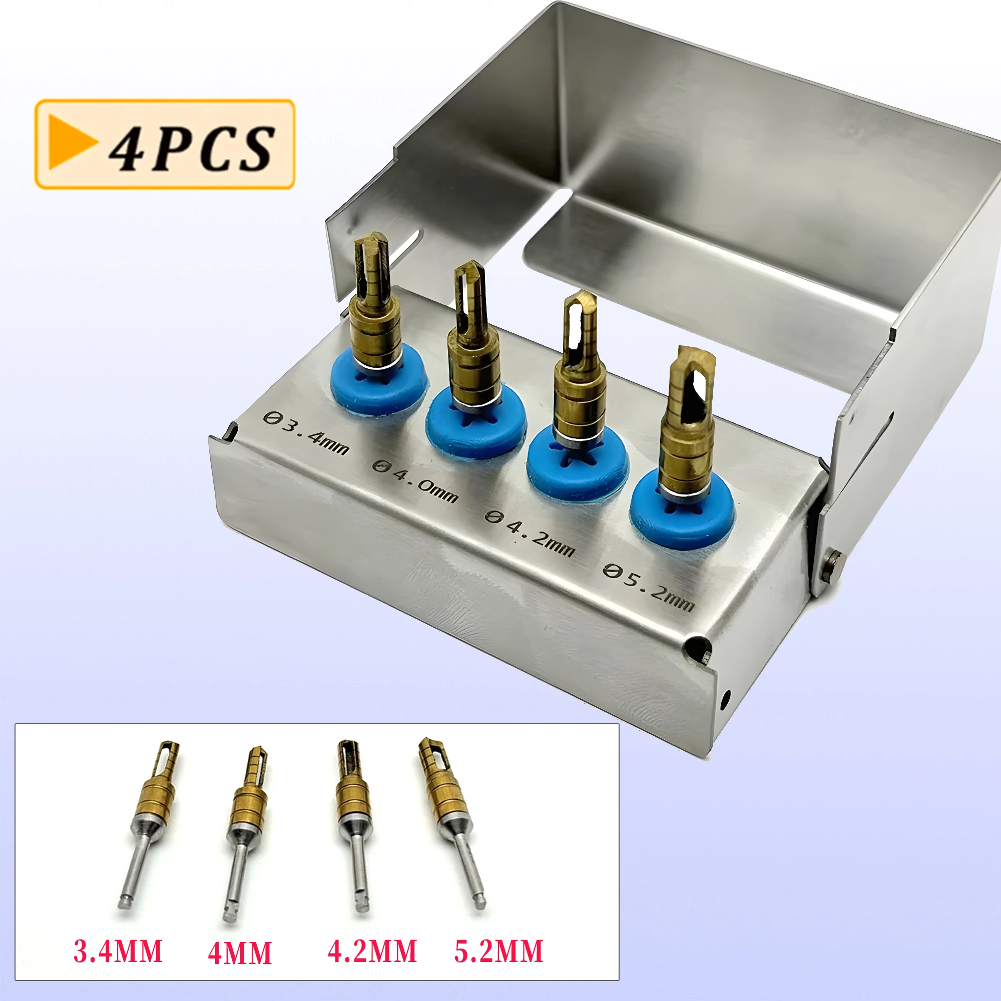 

6PCS Dental Implant Bone Collector with Disinfection Box Stainless Steel Bone Drill Dental Self-Grinding Bone Meal Drill Tools