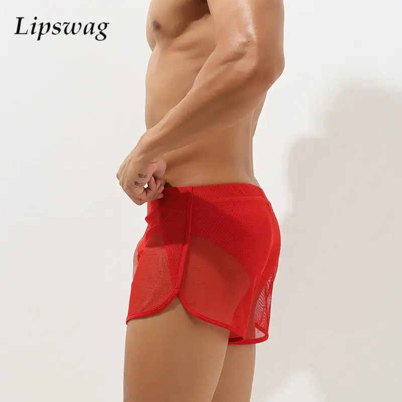 

Весенне-летние сексуальные прозрачные сетчатые шорты, мужская домашняя одежда, дышащие пижамные шорты, повседневные дышащие мужские прозрачные шорты