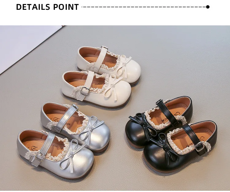 Mädchen Frühling Herbst Schleife Weiche Sohle PU-Lederschuhe Kinder Rutschfeste Spitzenbesatz Loafer Atmungsaktive Mary Jane Schuhe Kinder Freizeitschuhe – Detail 6