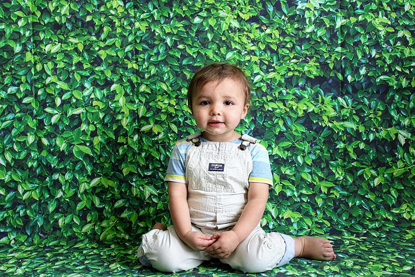 정글 사파리 아기 생일 배경 녹색 잎 잔디 베이비 샤워 파티 여름 열대 야생 사진 배경, 1 장