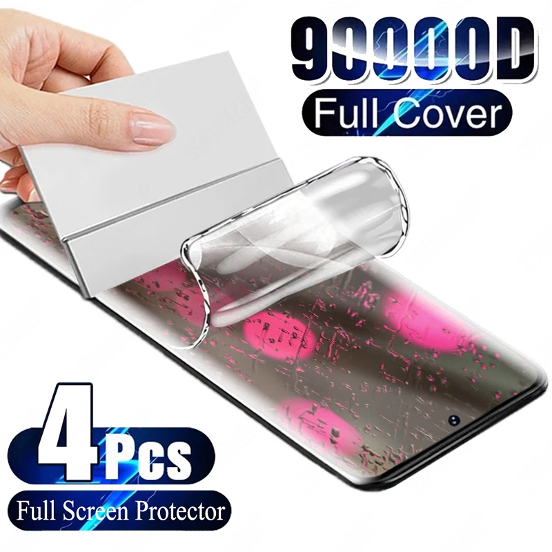 Protector de pantalla de película de hidrogel para Samsung Galaxy S22 S21 S23 S25 Ultra S24 S20 S23 FE Note 20 10 Plus A51 A52 A53, 4 piezas