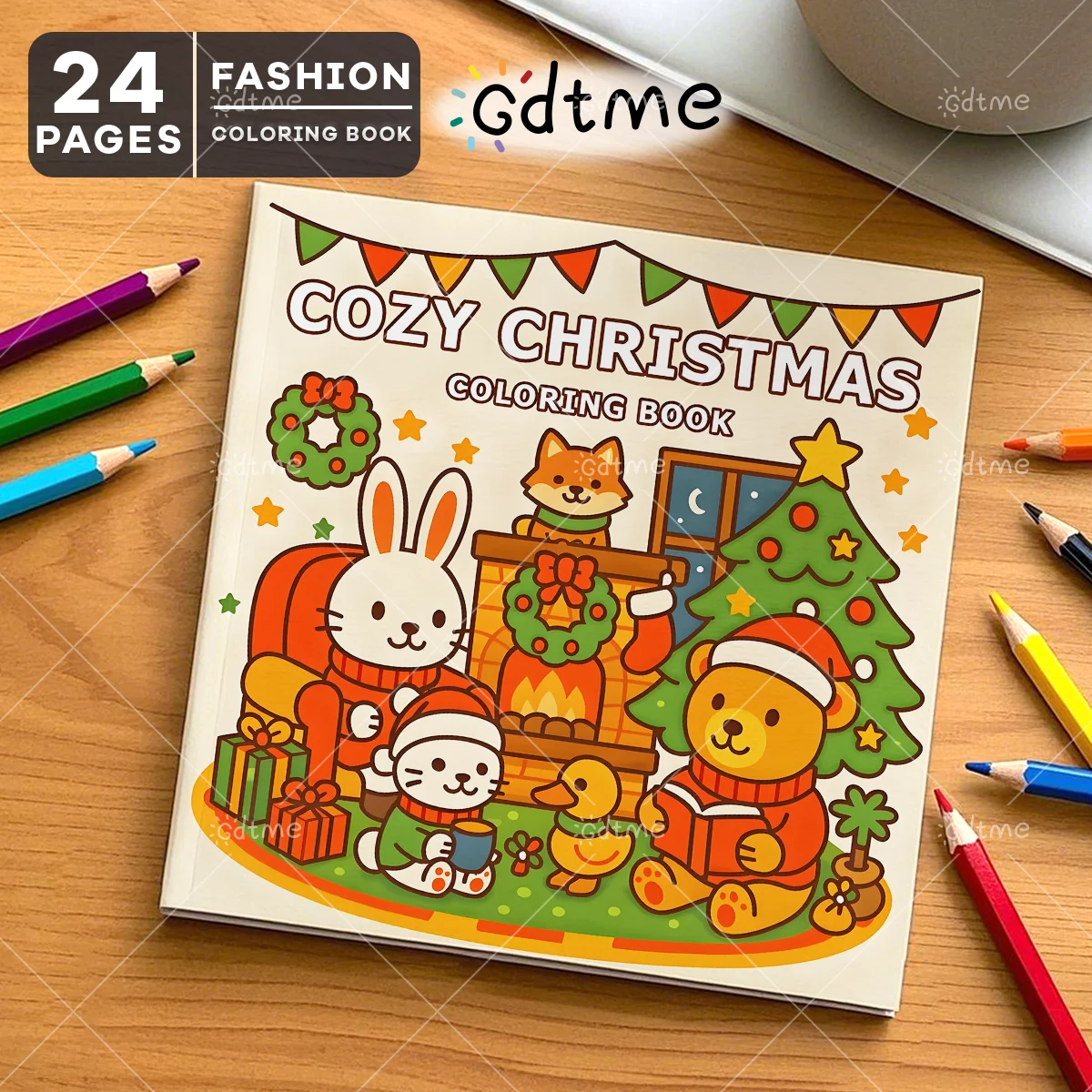 COZY CHRISTMAS Coloring Book  -Thick Paper for Adults Teens - Stress Relief Creative Cute Drawing Book DIY Gift Idea
