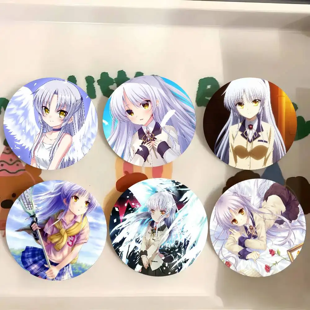 Tachibana Kanade Anime A-Angel Beats Cartoon Style Badge Brooches On Backpack Decoration Round Enamel Pins For Accessorys