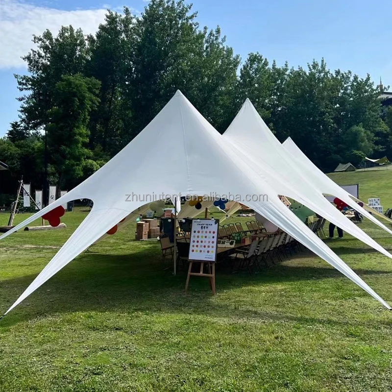 Super Large Outdoor Camping Three Peaks Oxford Canopy Tent Rainproof Sunscreen Three Peaks Awning For Big Event