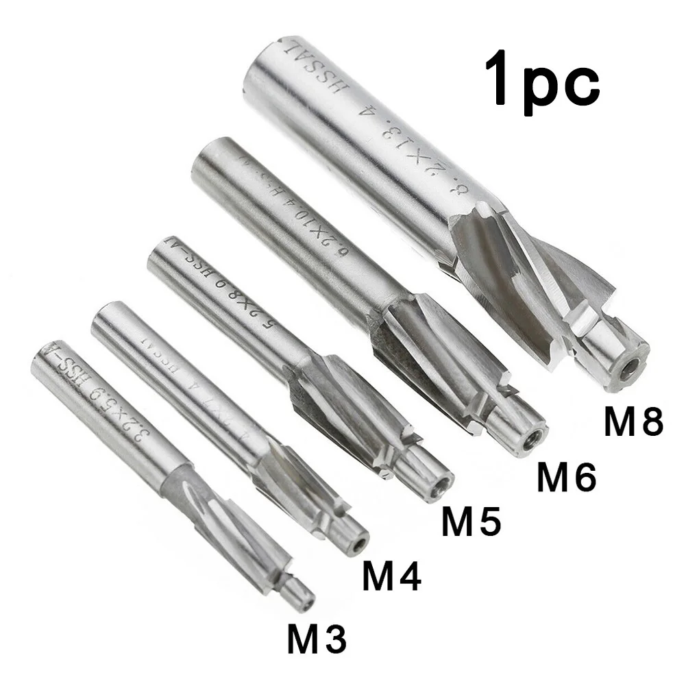 1pc M3-M8 HSS Counterbore Milling Cutter Flat Bolt Hole Cap Screw Countersink Pilot End Milling Tool Spot Router Slot Drill Bit