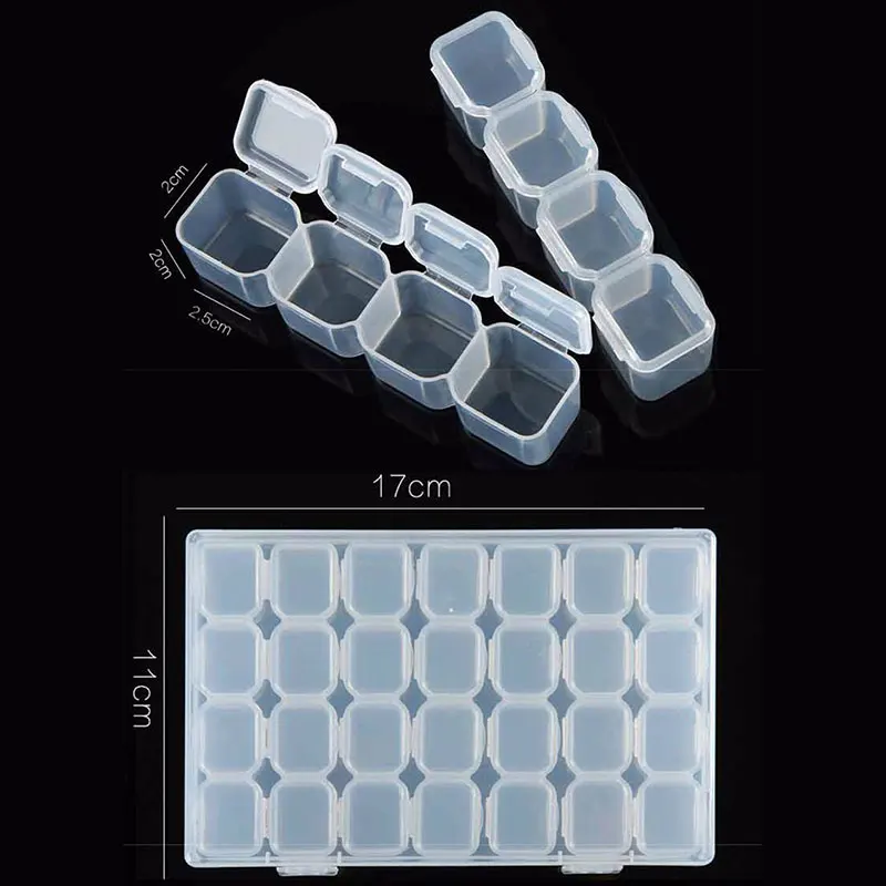 Transparent Nails Art Organizer Storage Box Separable Plastic Jewelry Box Nail Beads Diamonds Rhinestone Compartment Case