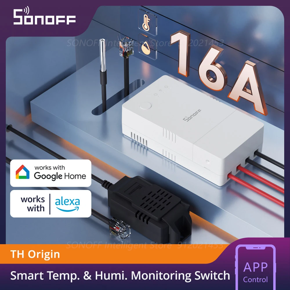 SONOFF TH Origin 16A 20A WiFi Switch Smart Temperature Humidity Monitoring Switch APP Local Automatic Control 6-Month Data Check