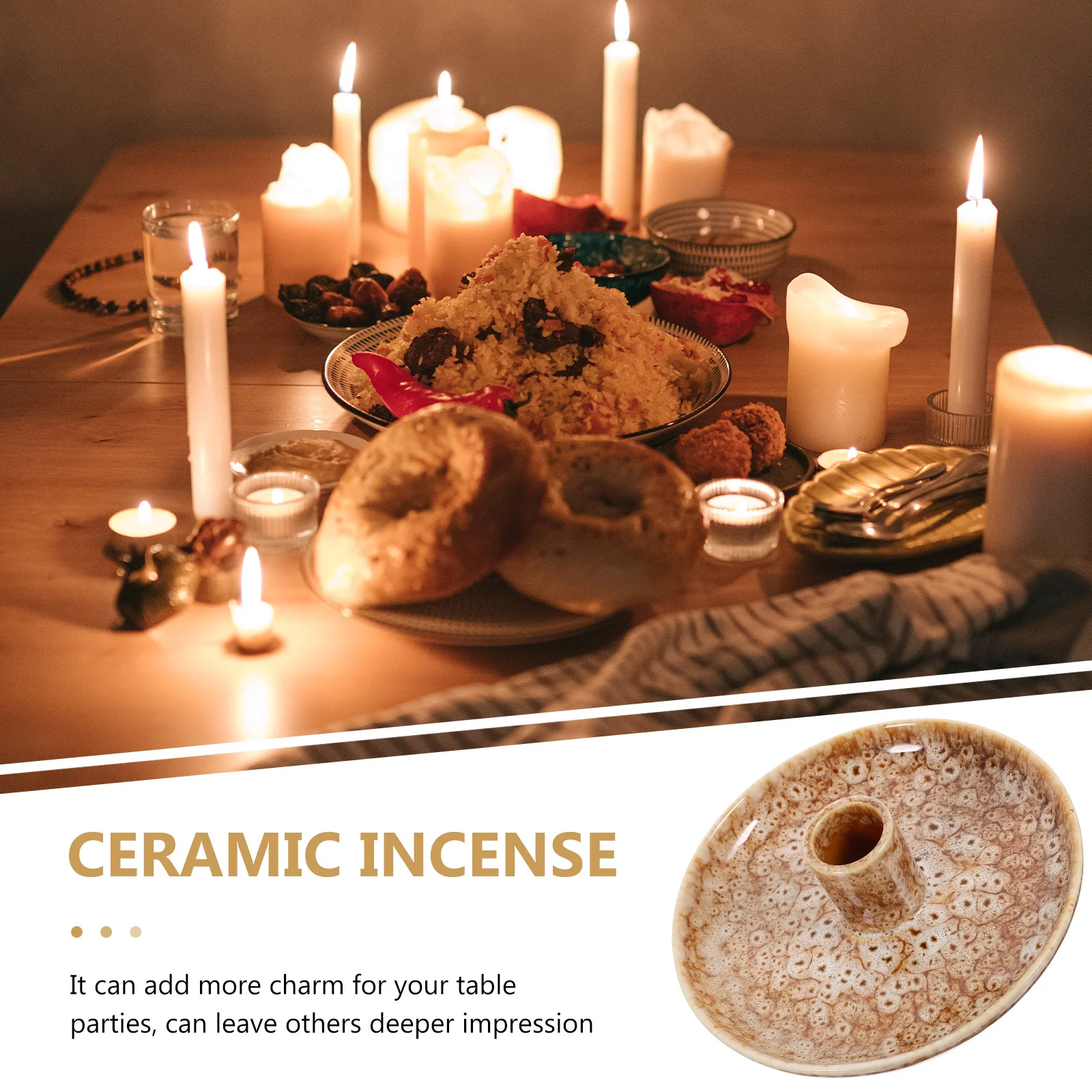 

Ceramic Incense Stick Holder Table Candlestick Decorative Taper Holder for Bedroom Living Room Meditation Aromatherapy