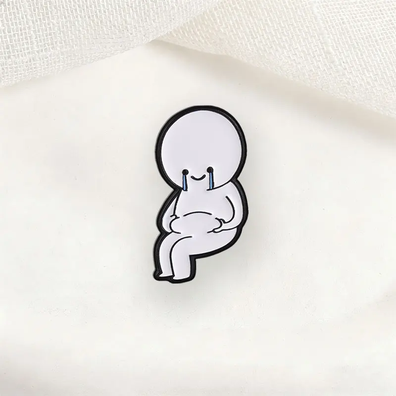 Cartoon Belly Pinching Little Character Enamel Pins Crying Little Man Brooches Fashion Lapel Badge Backpack Clothes Jewelry Gift