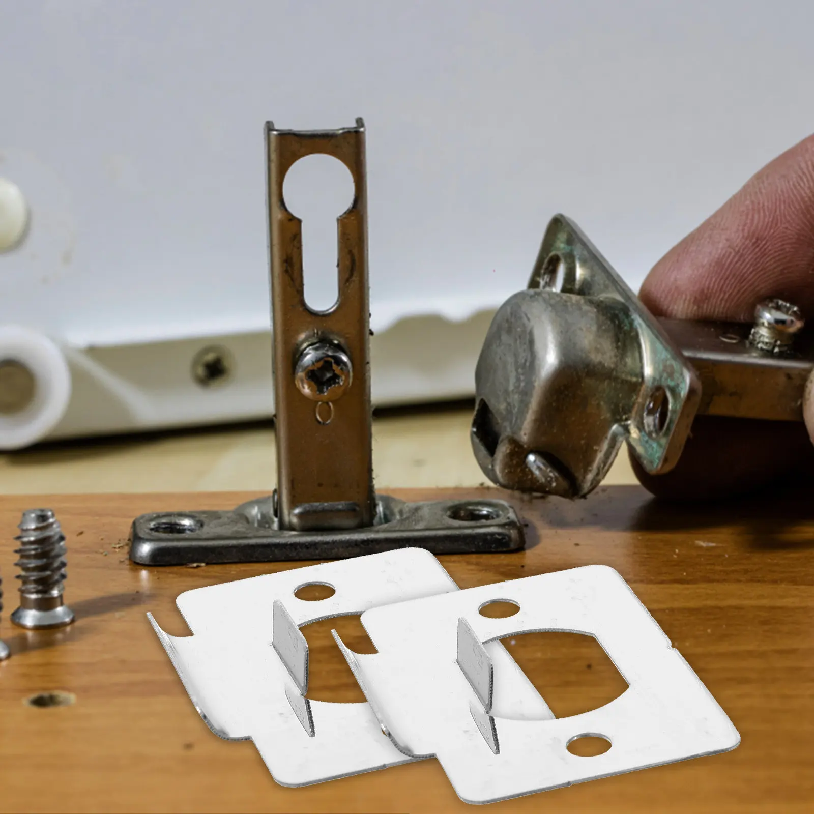 2Pcs Door Lock Accessories Deadbolt Strike Plate Reinforcement Metal Plates Anti-Tamper Door Kit Tools Home