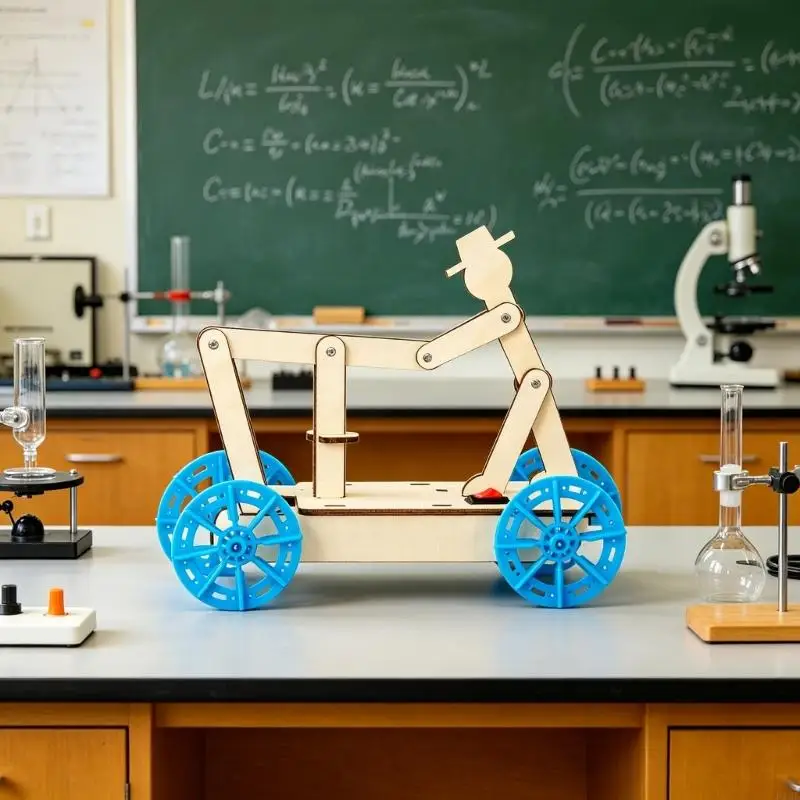 Hand Craft Wooden Swing Arm Car Vehicle Set For Physics Experiment And Science Learning With Hands On Assembly Guide F19E
