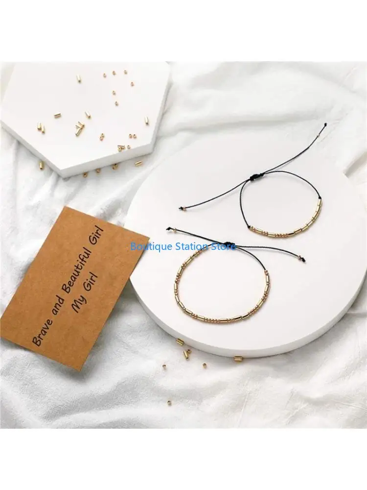 

Y55F Morse Code Woven Card Bracelet Europe America Adjustable Hand Strap Diy Beads