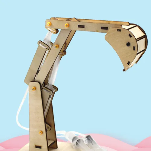 나무 유압 굴삭기 모델 어린이 교육 장난감 나무 수제 DIY 과학 실험 부모-자녀 상호 작용 