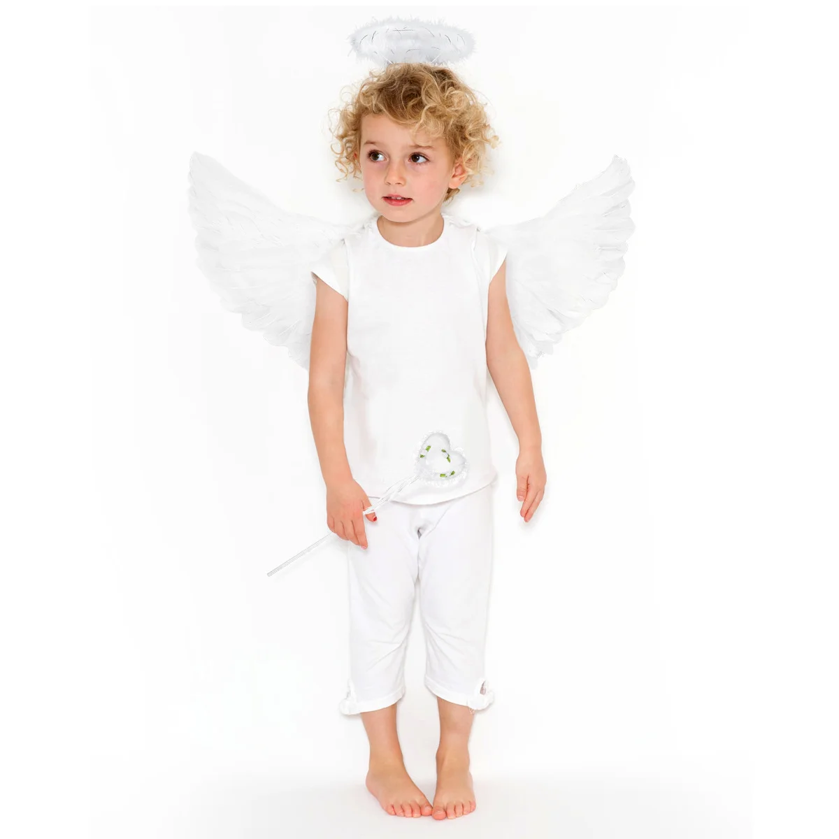 

3pcs Children Angel Costume Set For Girls Party Performance Wing Hair Fairy Wand Kids Holiday Banquet Dress Up Gift