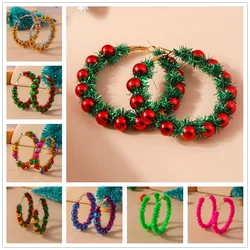 Aihua Hot Sale Christmas Wreath Earrings Creative Christmas Garland Earrings for Women Happy New Year Holiday Jewelry Gifts
