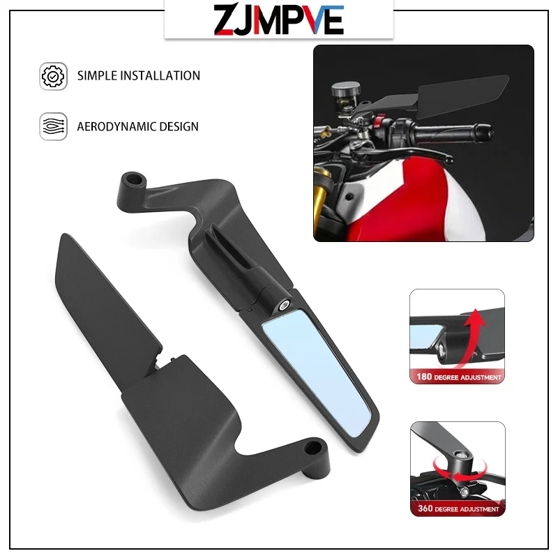 

z900 z1000 z650 High Quality Adjustable Side Mirrors Wind Wing For Z900 Z1000 Z650 Motorcycle Modified Rotating Rearview Mirror