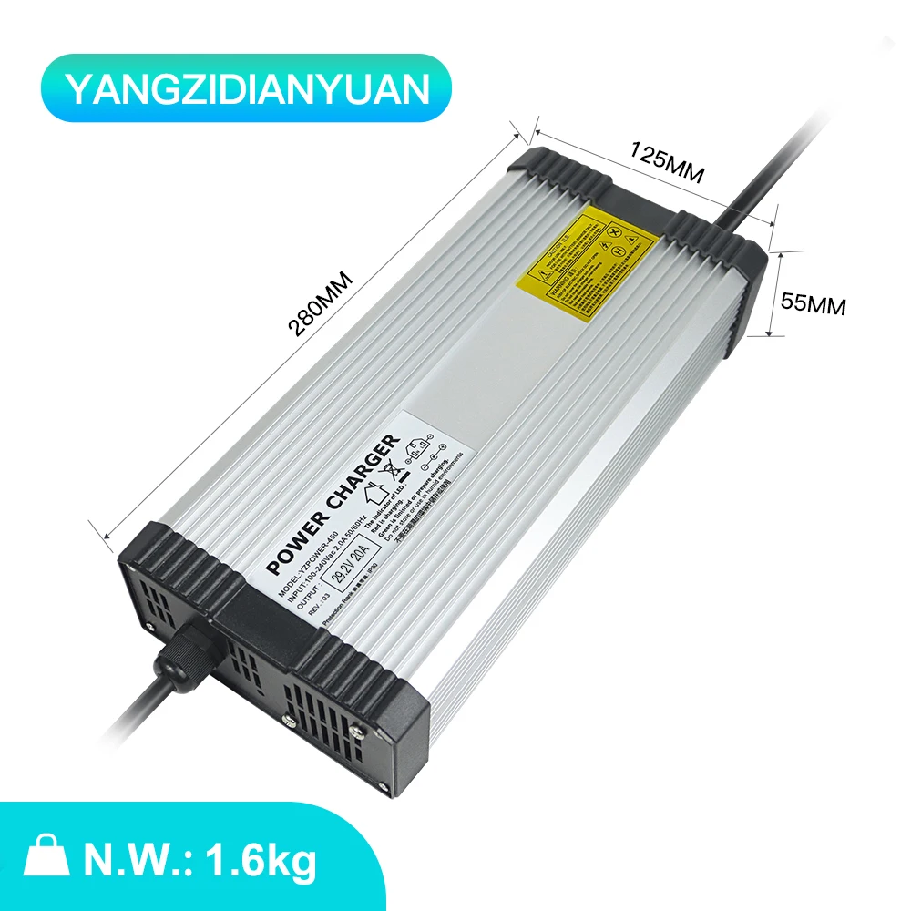 29.2V 20A 8S inteligentna automatyczna ładowarka LifePO4 z wtyczką wyjściową do (24V) baterii litowej motocykl elektryczny z wentylatorami z CE