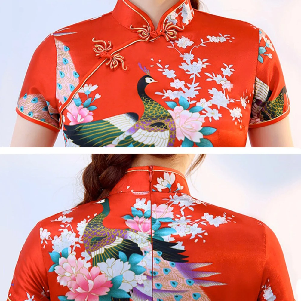 Sukienka Występ Republika Chińska Retro Jesień Młodzieżowy Styl Cheongsam Chiński Styl Elegancja Stójka