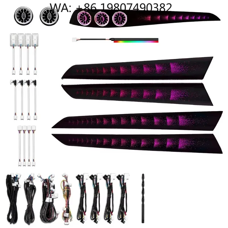 W204 Full Set Interior LED Atmosphere Lamp, 64 Color Air Vent Ambient Light Kit Fit 2010-2014 Sedan Car Interior Refit Decor Par