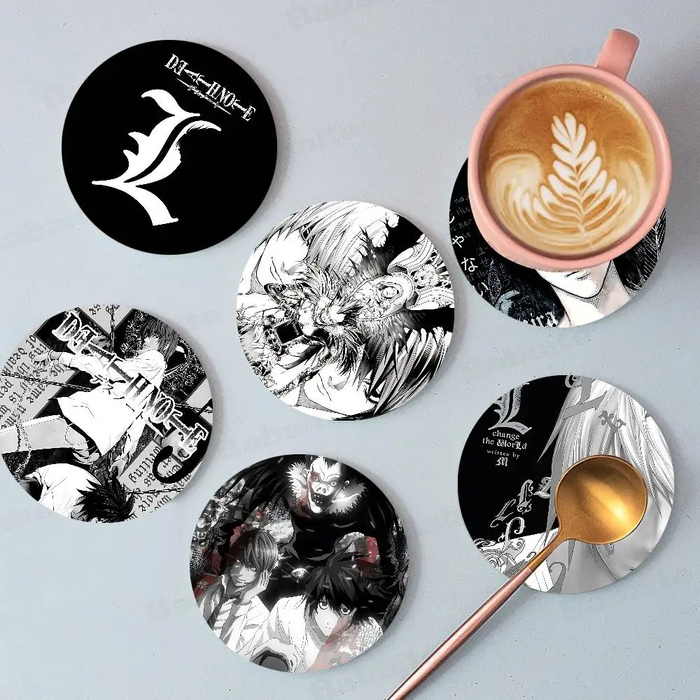 Hot Anime Death Note Coasters Suitable for daily family gathering decoration, kitchen, anti-slip wooden coasters