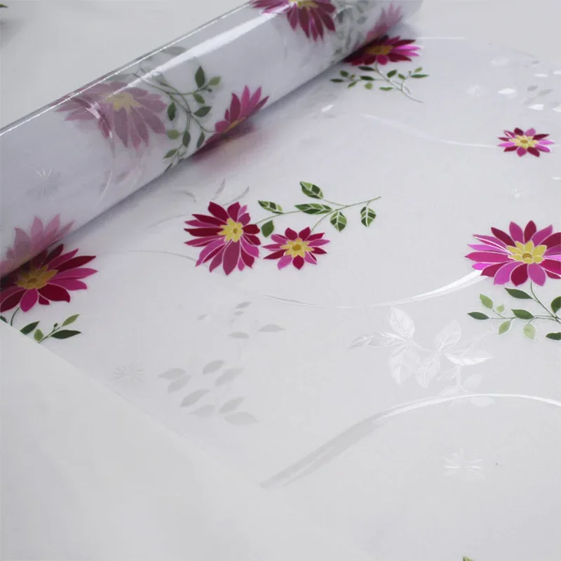 Purple Chrysanthemum Pattern Window Film, Privacy Tint for Home, Glass Sticker for Office