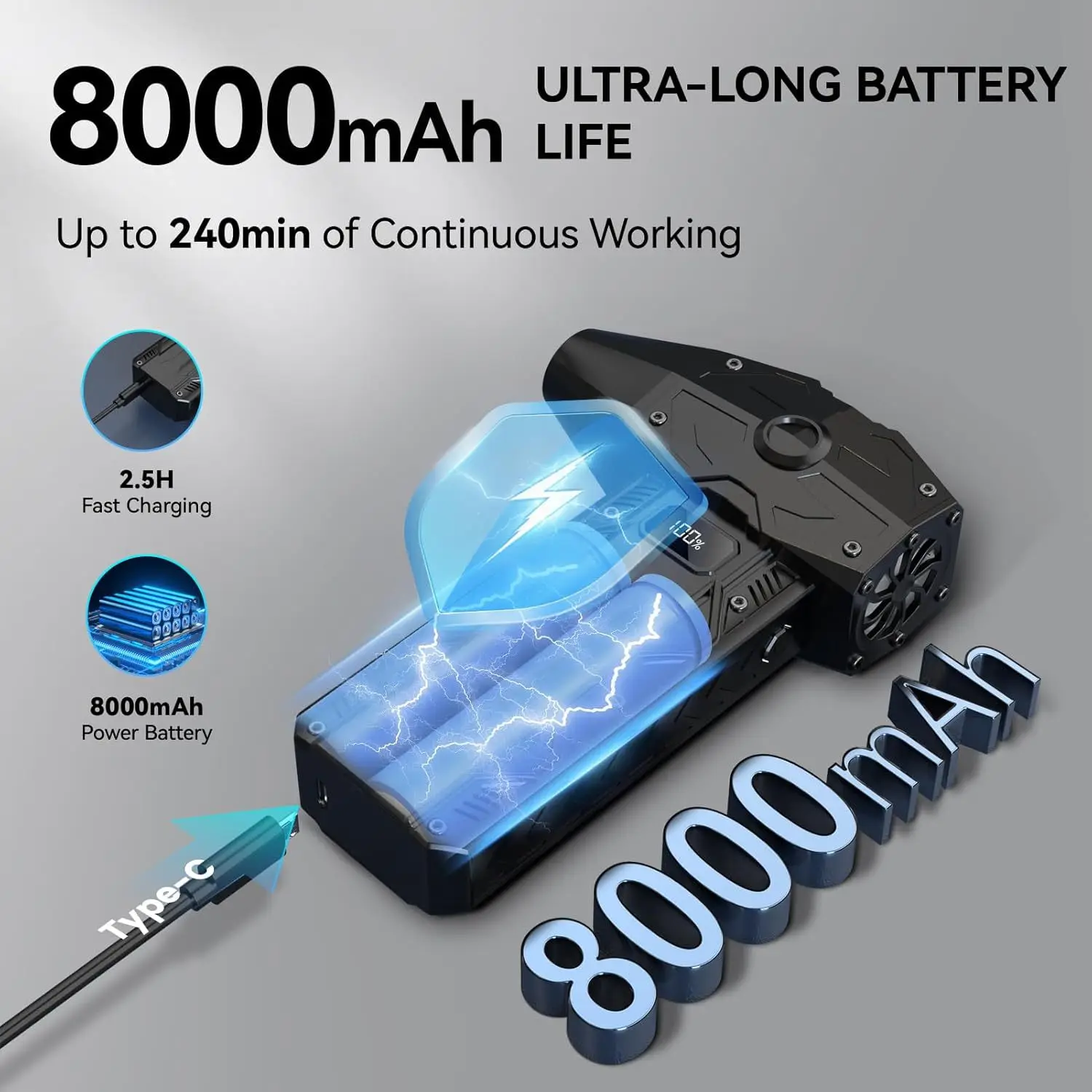 

Air Duster Blower 350000RPM High-speed Brushless Strong Blower Battery Display Violent Blowing Fan Powerful Turbo Jet Air Blower