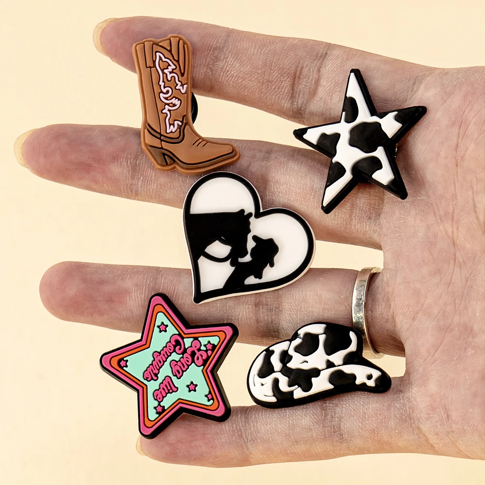 1 stücke PVC Western-Stil Cowboy Cowgirl Stil Schuh Charms für Frauen Männer Schuh zubehör Dekorationen Pins für Clog Schnalle Geschenke – Detail 4