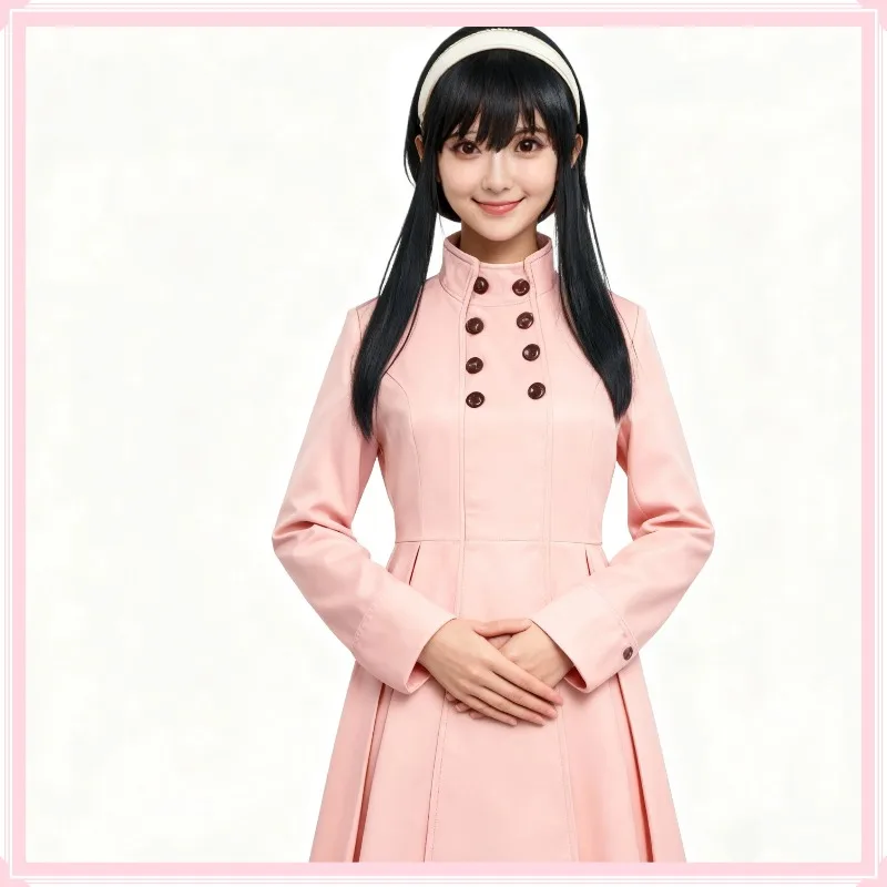 Japan Anmie Spy X Family Forger Cosplay Yor Costume Thorn Princess Pink Dress Suit Outfit Overcoat Women's Wear For Hallooween view 5