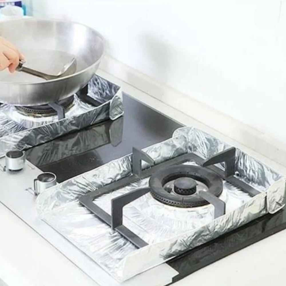 

10Pcs/Bag Non-stick Surface Stove Anti-oil Pad Professional Heat Resistant Gas Cooker Liners Multi-functional Reusable