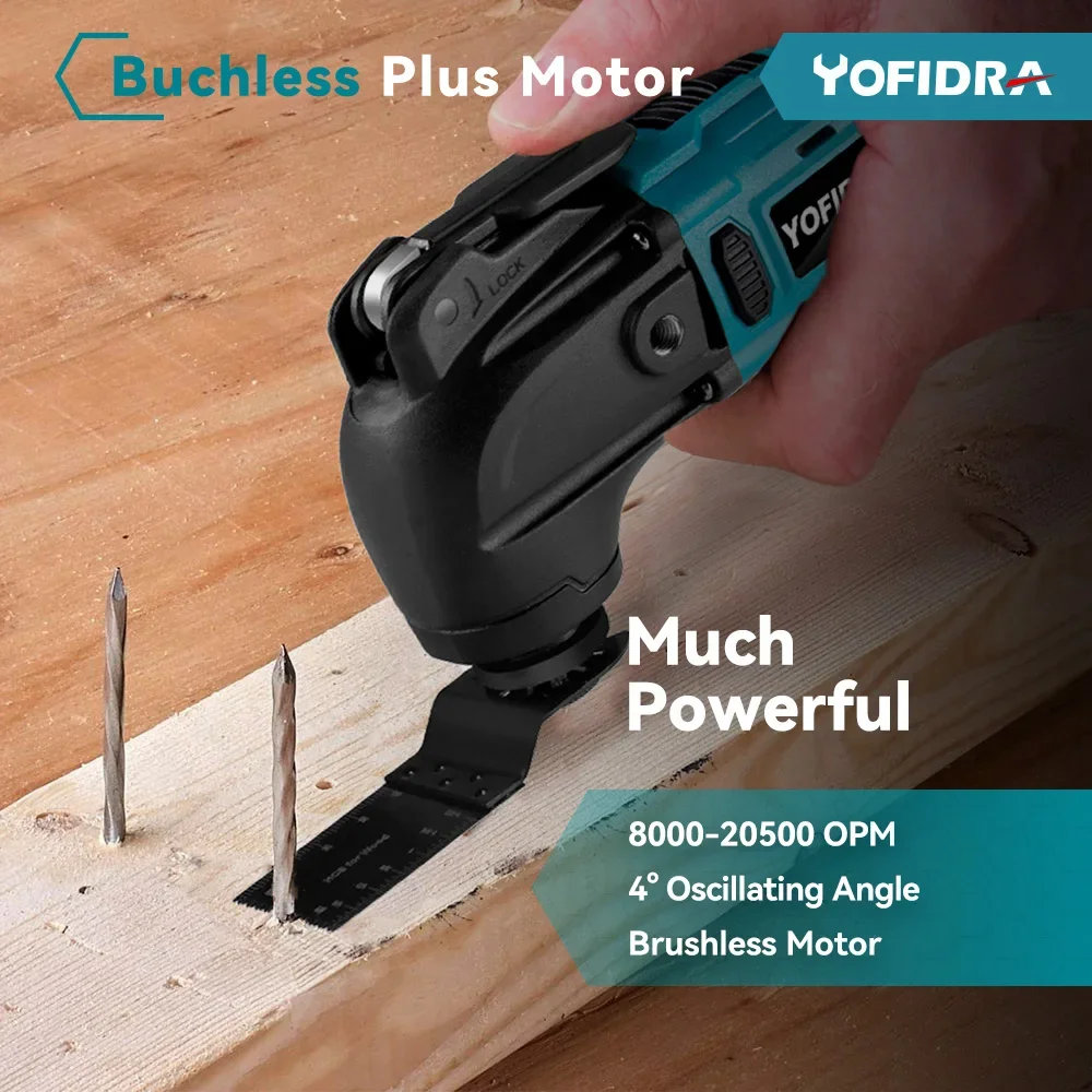 Yofidra Brushless Oscillating Multi-Tool Electric Saw Trimmer Trimming Shovel Cutting Woodworking Tool For Makita 18V Battery