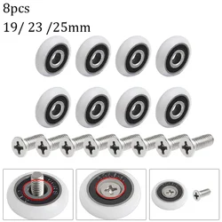 8Pcs Bath Cabinet Roller Wheel Replacement Shower Door Roller Runner Wheels 19/23/25mm Diameter With Screws Bathroom Accessories
