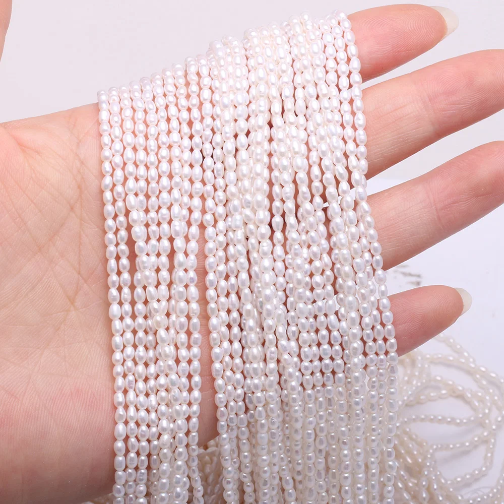 2-2.5mm Stylish Small Rice-shaped Pearls White Natural Freshwater Pearls Loose Spacer Beads for Jewelry Making DIY Accessories