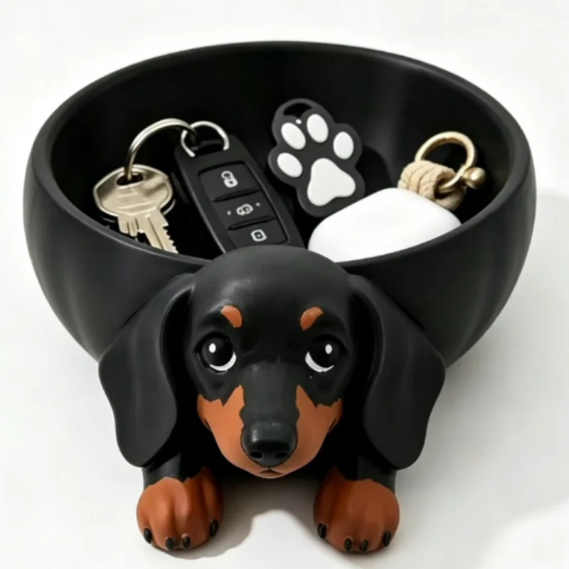 3D Printed Dachshund Catch All Tray Decorative Dog Shaped Desk Organizer Cute Wiener Storage Bowl Home Decor Gift Pet Lover