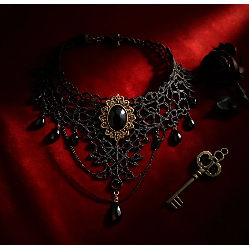 

Набор из 9 черных кружевных чокеров для женщин: готический, викторианский, свадебный, панк, вампирский, аксессуар для косплея